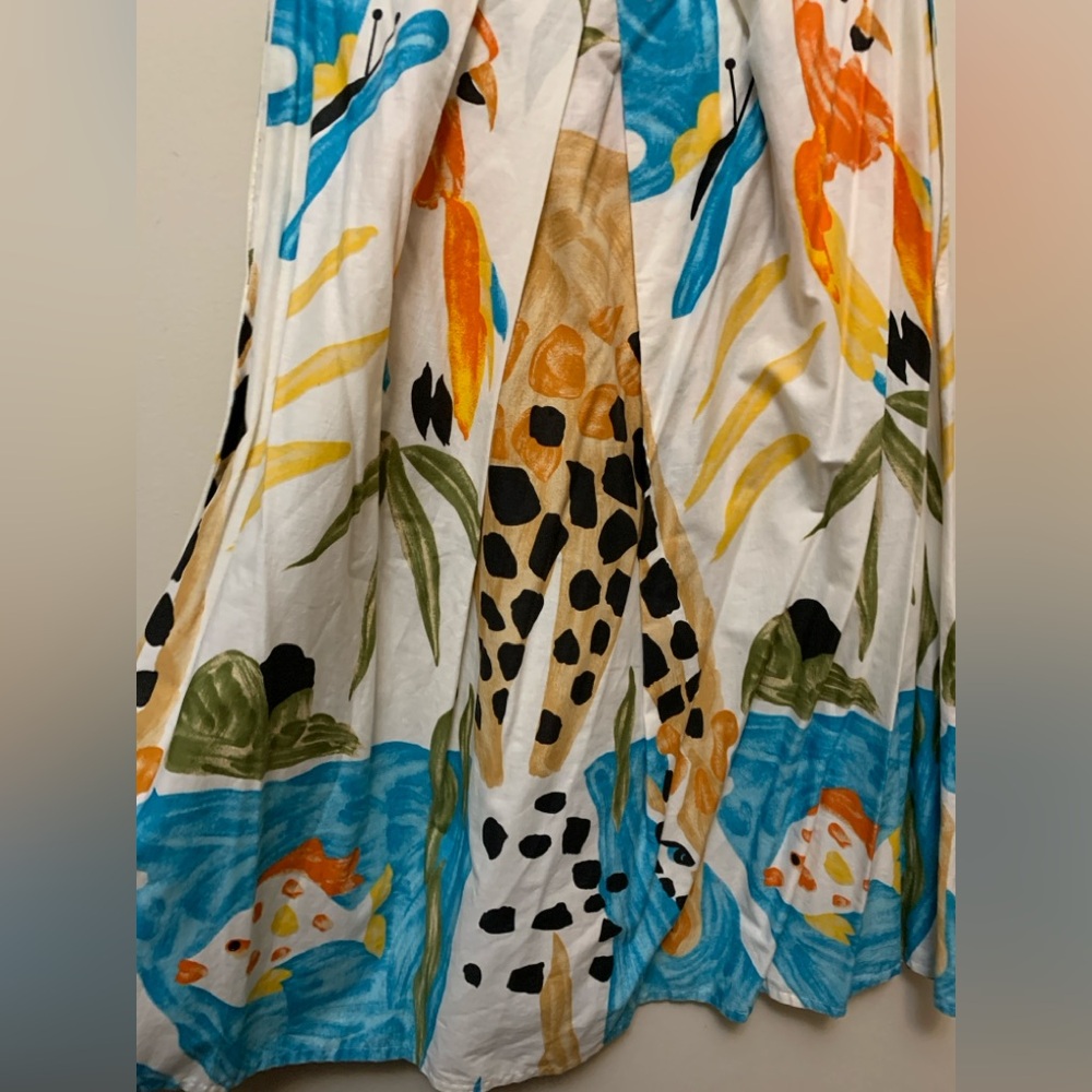 Vintage COMO DIFFUSION Wearable Art Safari Print Midi Skirt XS - Picture 6 of 7